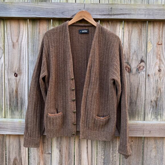 Vintage Brown Ribbed Knit Cardigan - Picture 3 of 9